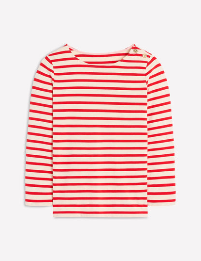 Maritimes Bretonshirt mit Zierknöpfen-Naturweiß und Leuchtendes Rot-5