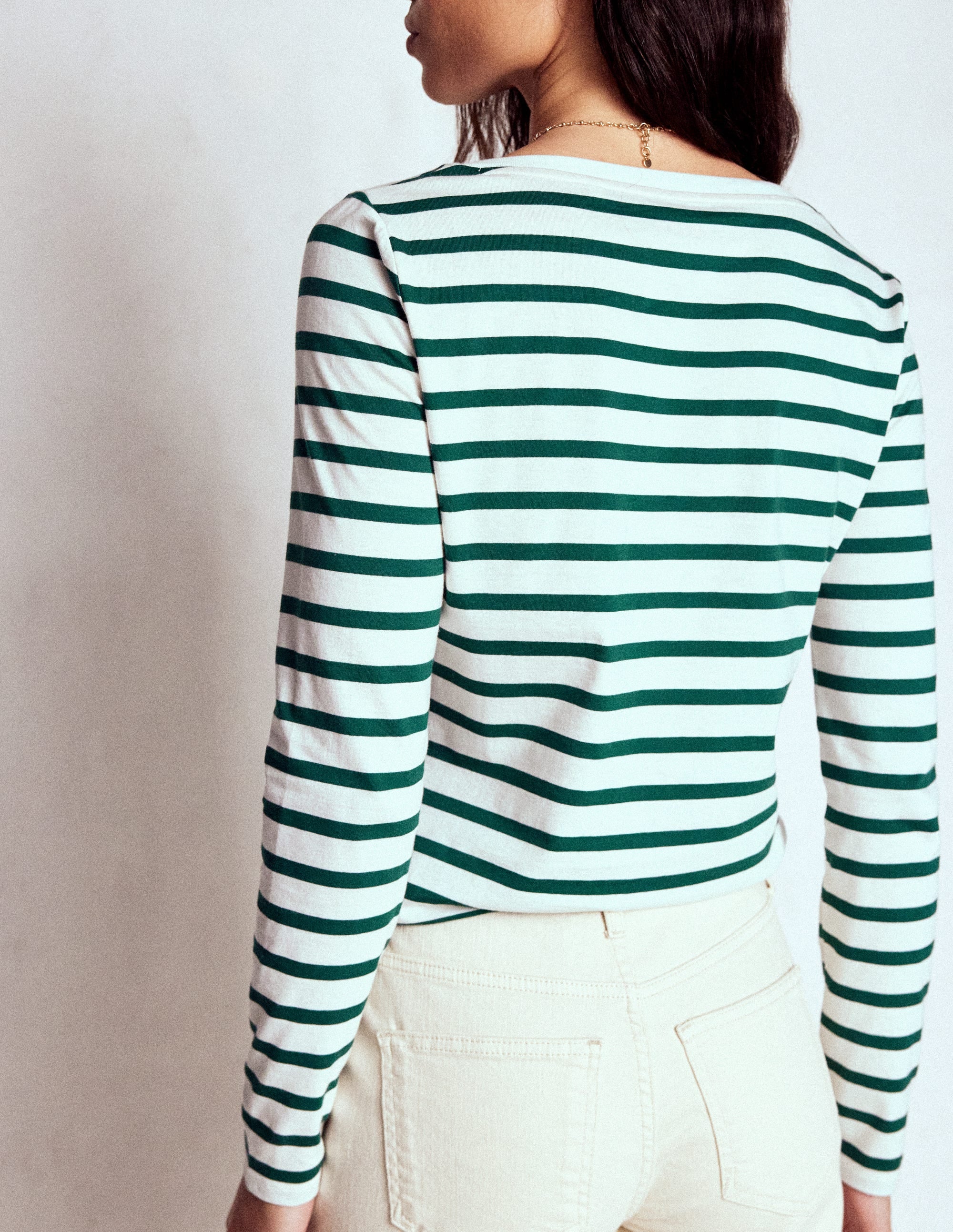 Olivia Long Sleeve Breton-Emerald Night Stripe - Image 2