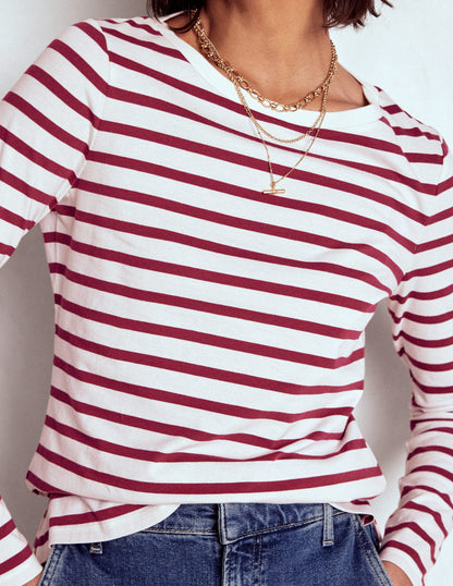 Olivia Langärmliges Bretonshirt-Dunkler Blauregen Streifen-2