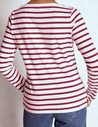 Olivia Langärmliges Bretonshirt-Dunkler Blauregen Streifen-3