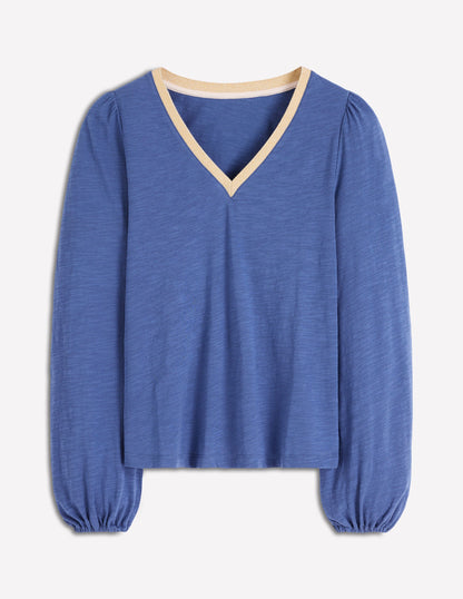Langärmliges Oberteil mit Metallic-Besatz-Klassisches Marineblau-5