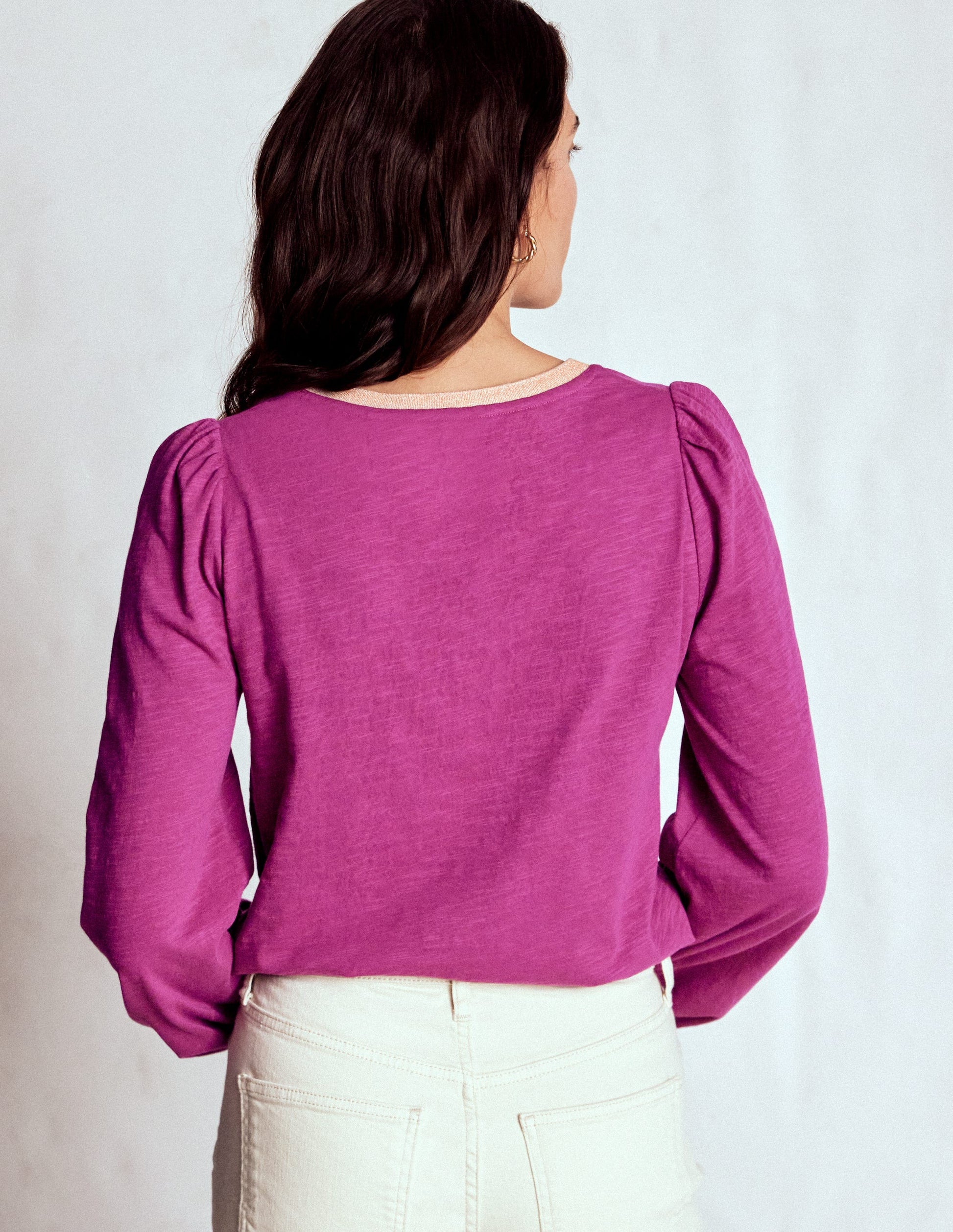 Langärmliges Oberteil mit Metallic-Besatz-Sattes Magenta-3