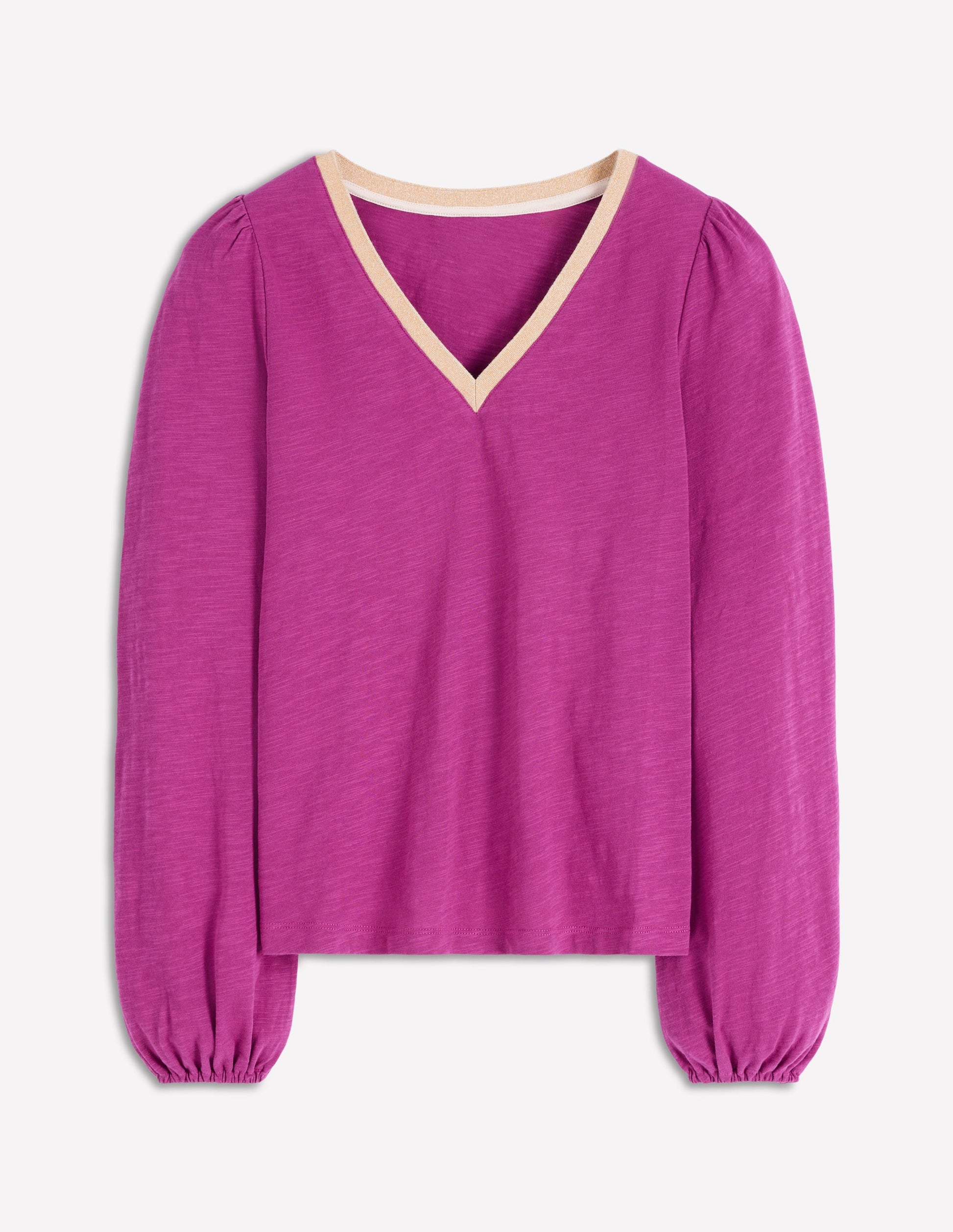 Langärmliges Oberteil mit Metallic-Besatz-Sattes Magenta-5