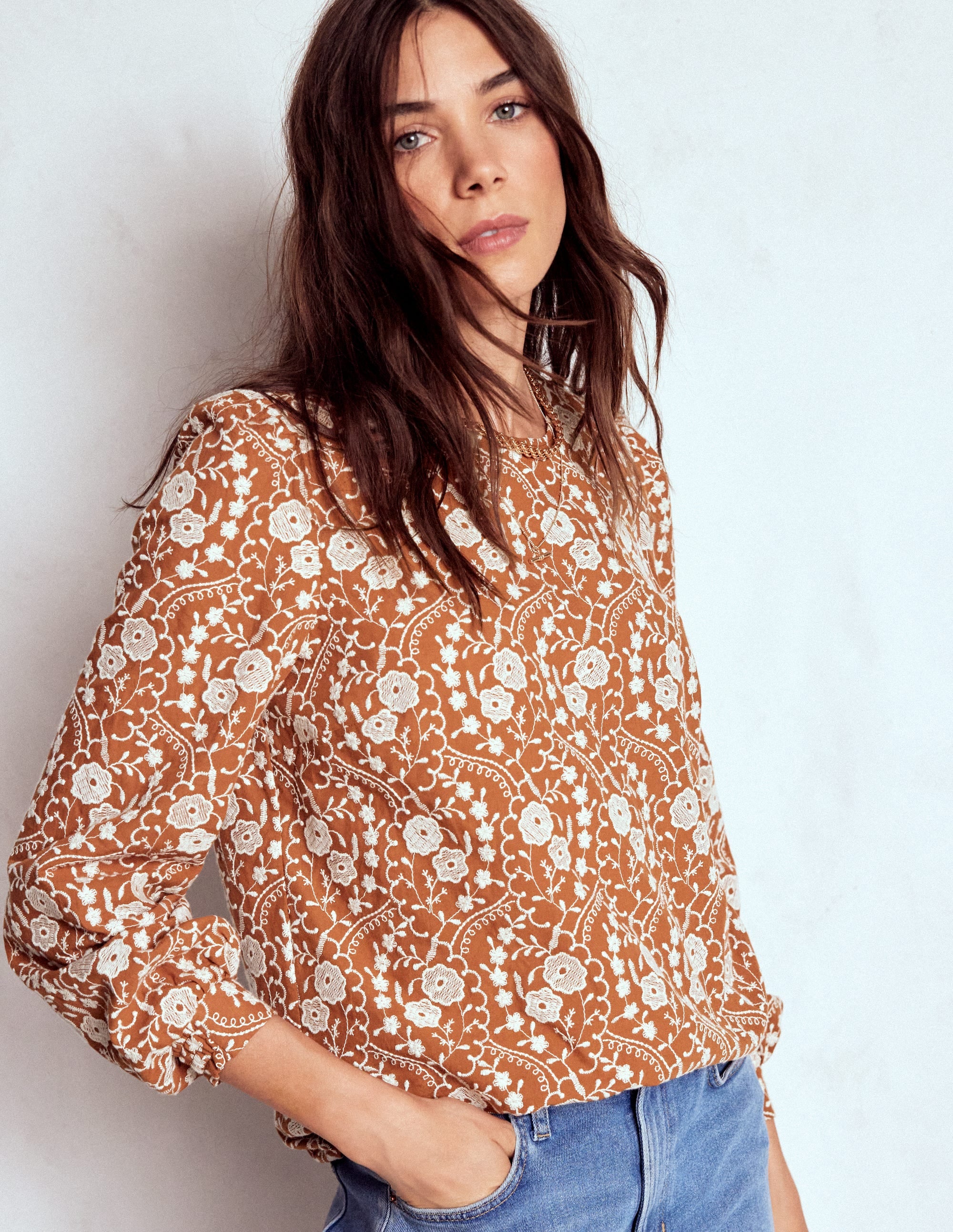 Top brodé en coton-Cookie - Image 1