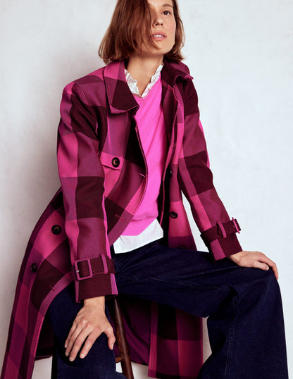 Trench Cheltenham-Vichy pivoine rose, châtaigne-2