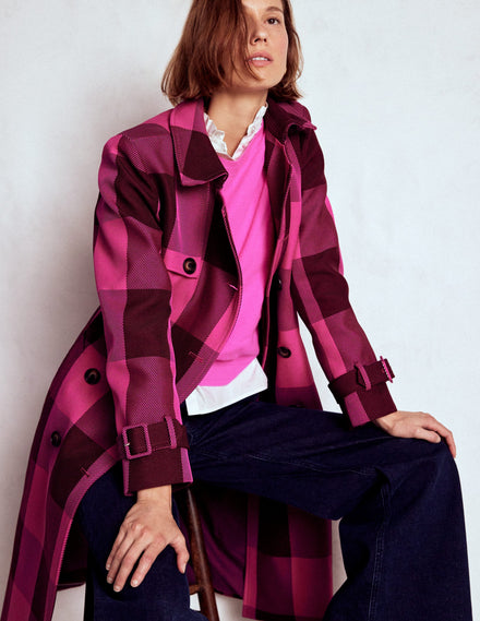 Cheltenham Trenchcoat-Rosa Pfingstrose, Kastanie Vichykaro