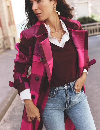 Trench Cheltenham-Vichy pivoine rose, châtaigne-1