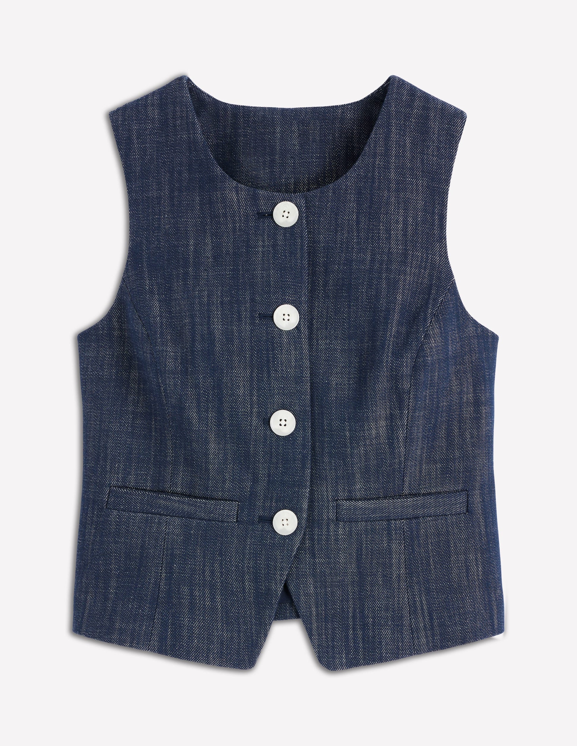 Gilet de costume ajusté en sergé-Indigo-7
