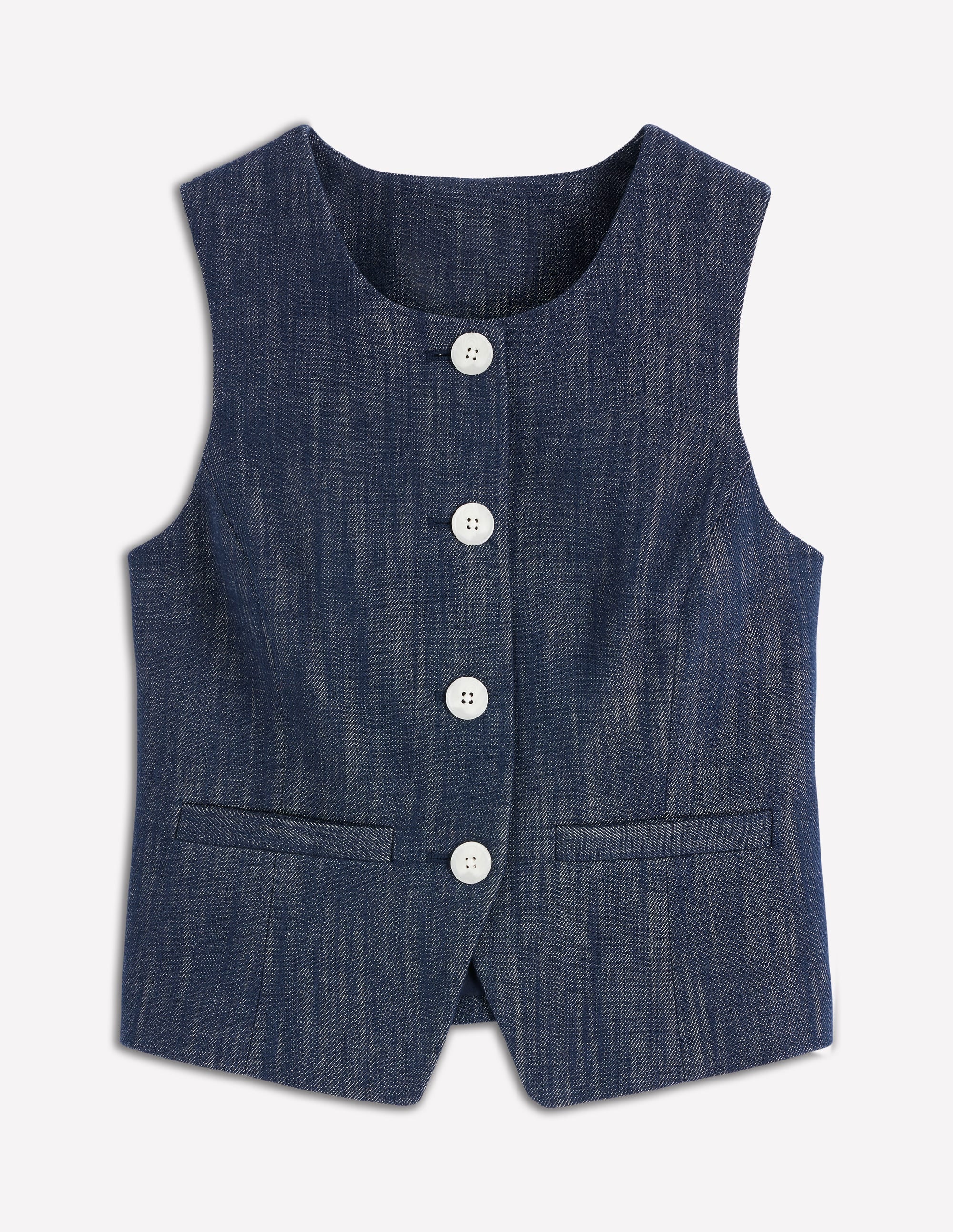 Taillierte Twill-Weste-Marineblau, Indigo - Image 7