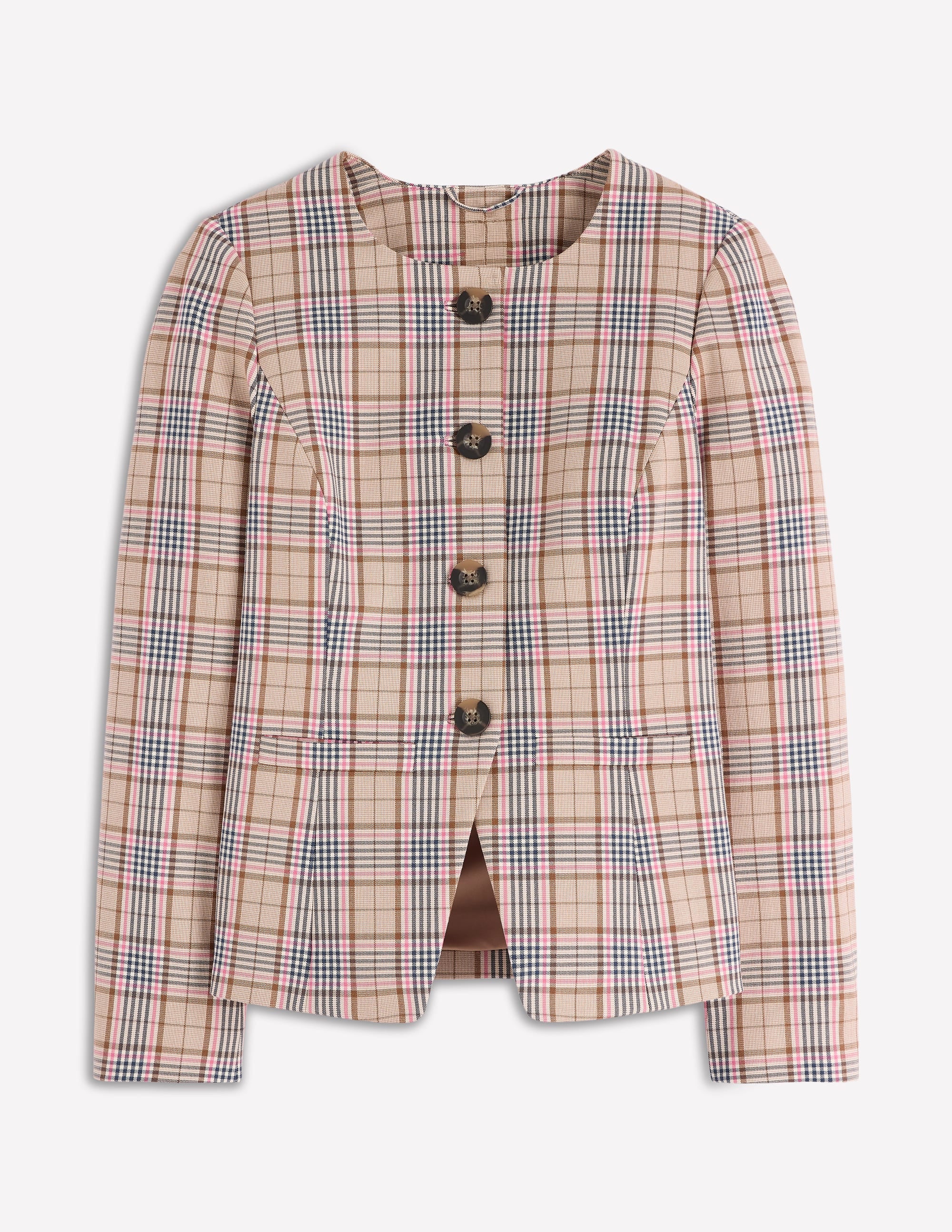 Hampstead Leinenblazer-Braun, Rosa & Marineblau Kariert - Image 7