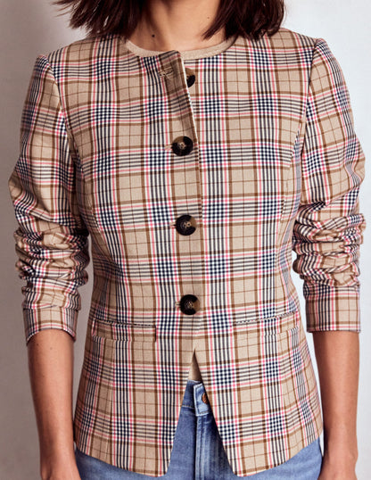 Hampstead Karierter Blazer-Braun, Rosa & Marineblau Kariert-3