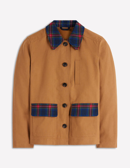 Barn Jacket aus Canvas-Haselnussbraun, Kariert-5