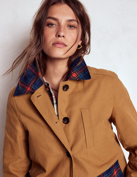 Barn Jacket aus Canvas-Haselnussbraun, Kariert