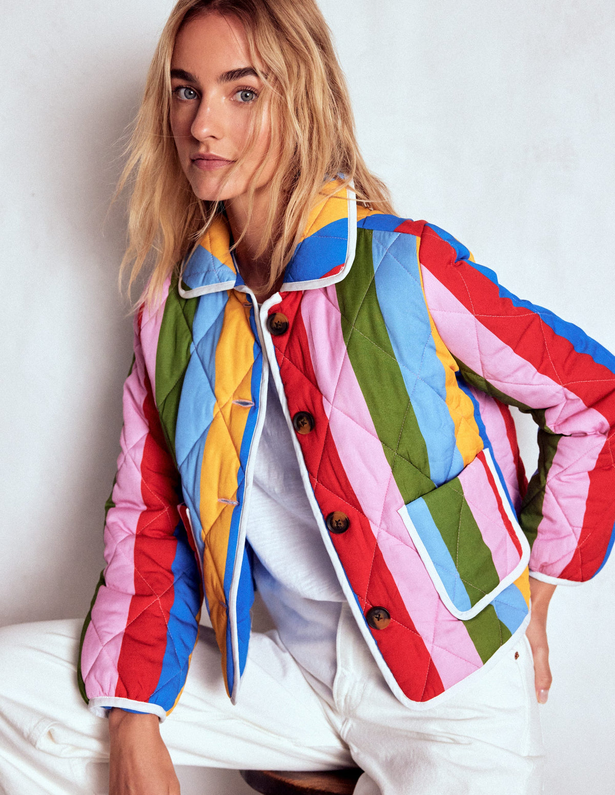 Fitzrovia Steppjacke-Regenbogen Streifen - Image 1