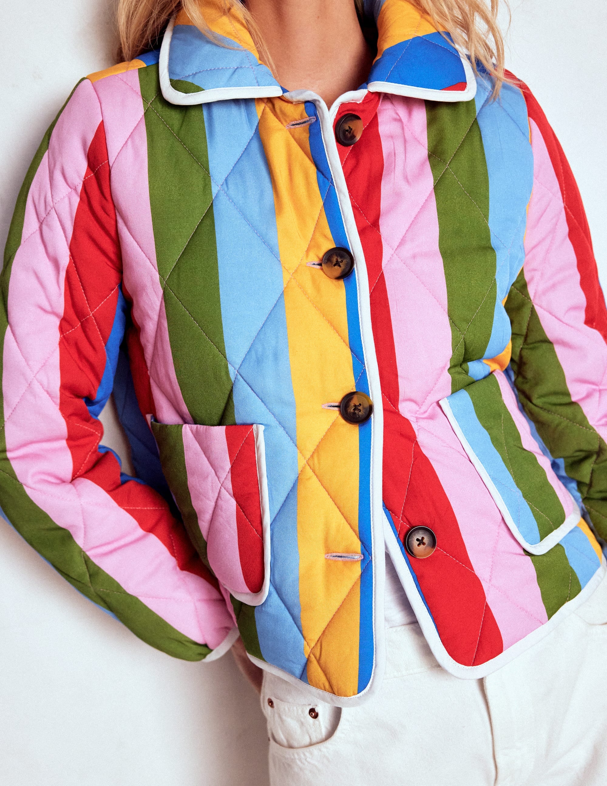 Fitzrovia Steppjacke-Regenbogen Streifen - Image 2