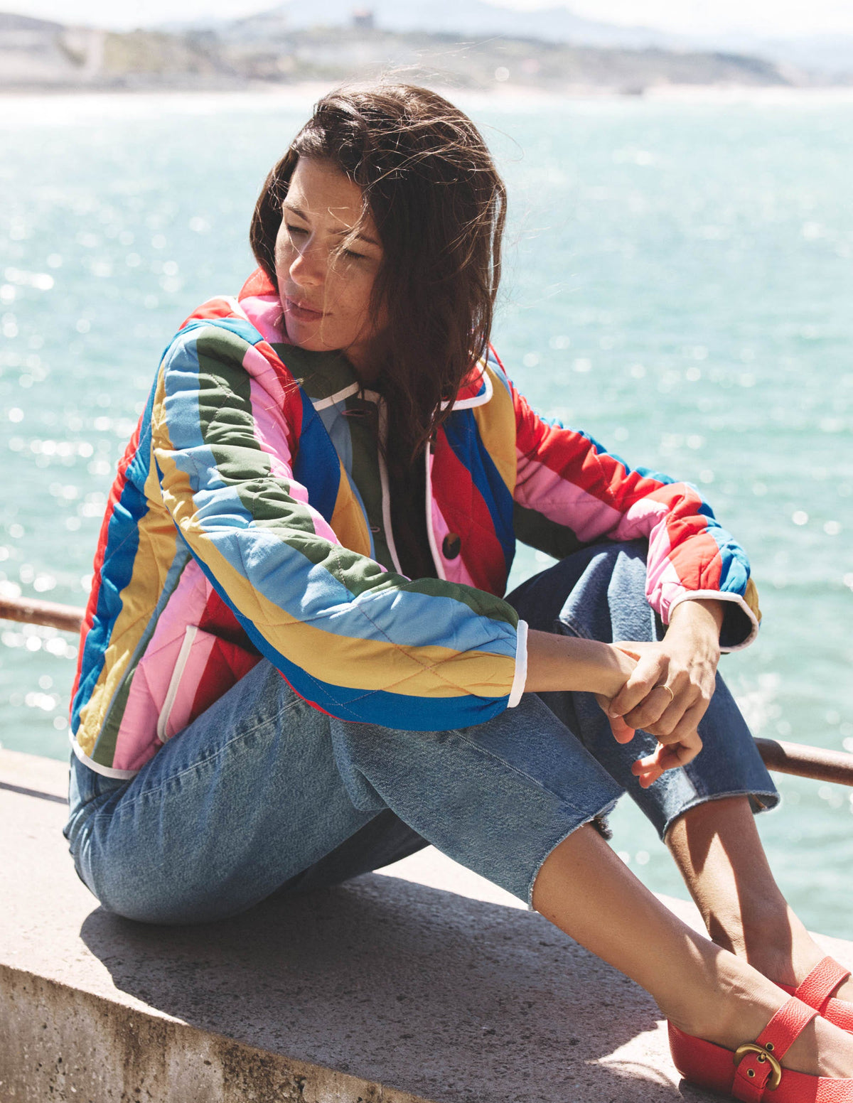 Fitzrovia Steppjacke-Regenbogen Streifen - Image 7