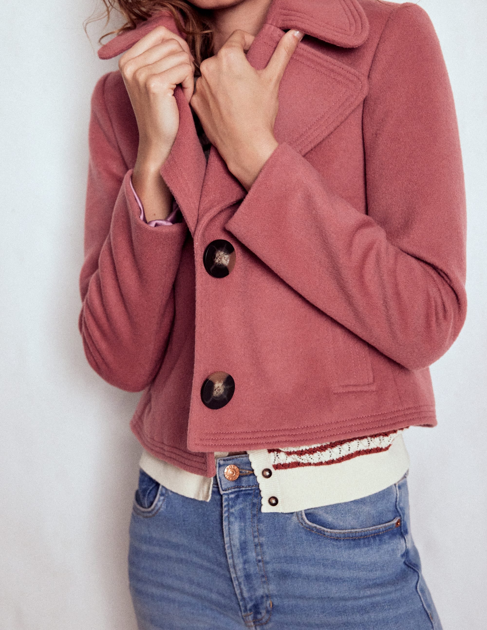 Veste à surpiqûres-Rose fard - Image 2