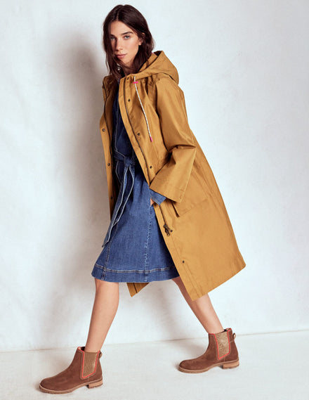 Lange Regenjacke-Haselnussbraun