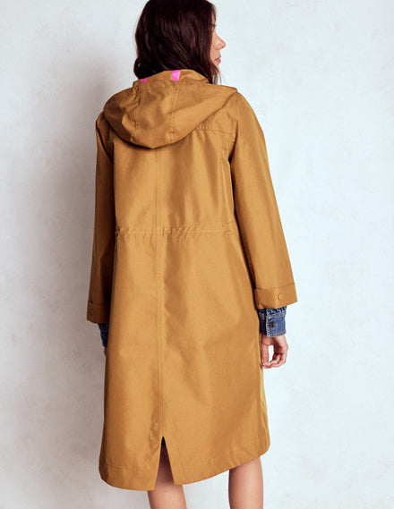 Lange Regenjacke-Haselnussbraun