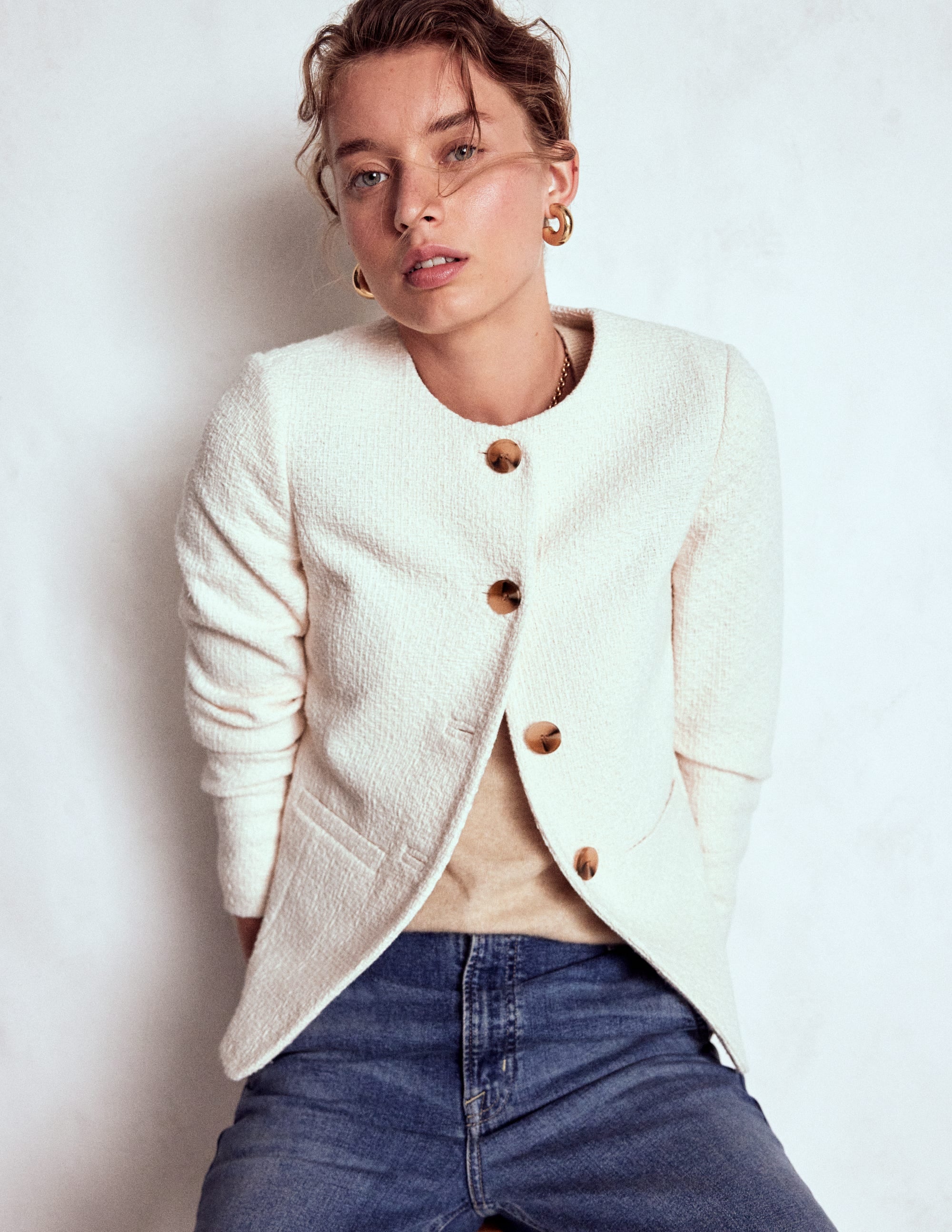 Hampstead Texturierter Blazer-Creme, texturiert - Image 1