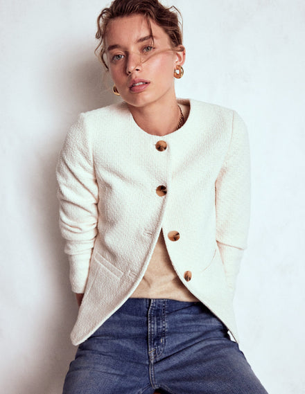 Hampsted Texturierter Blazer-Creme, texturiert