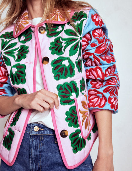 Fitzrovia Bestickte Jacke-Bunt Applikation