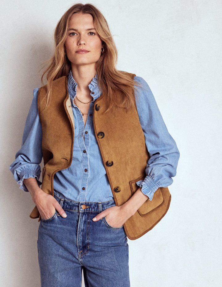 Veste sans manches Clerkenwell réversible-Brun noisette, couleur naturelle