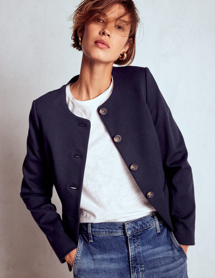 Blazer Hampstead en sergé point de Rome-Bleu marine