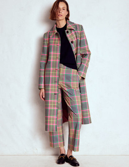 Lancaster Trenchcoat mit Gürtel-Braun, Neonpink Kariert-6