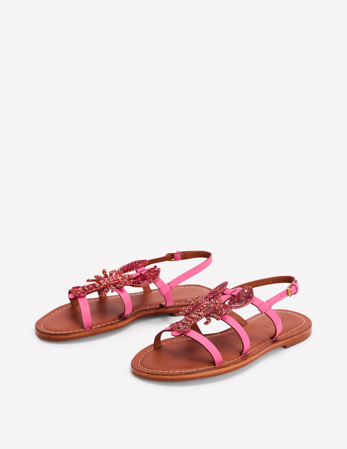 Originelle Sandalen mit Perlen und flacher Sohle-Hummer
