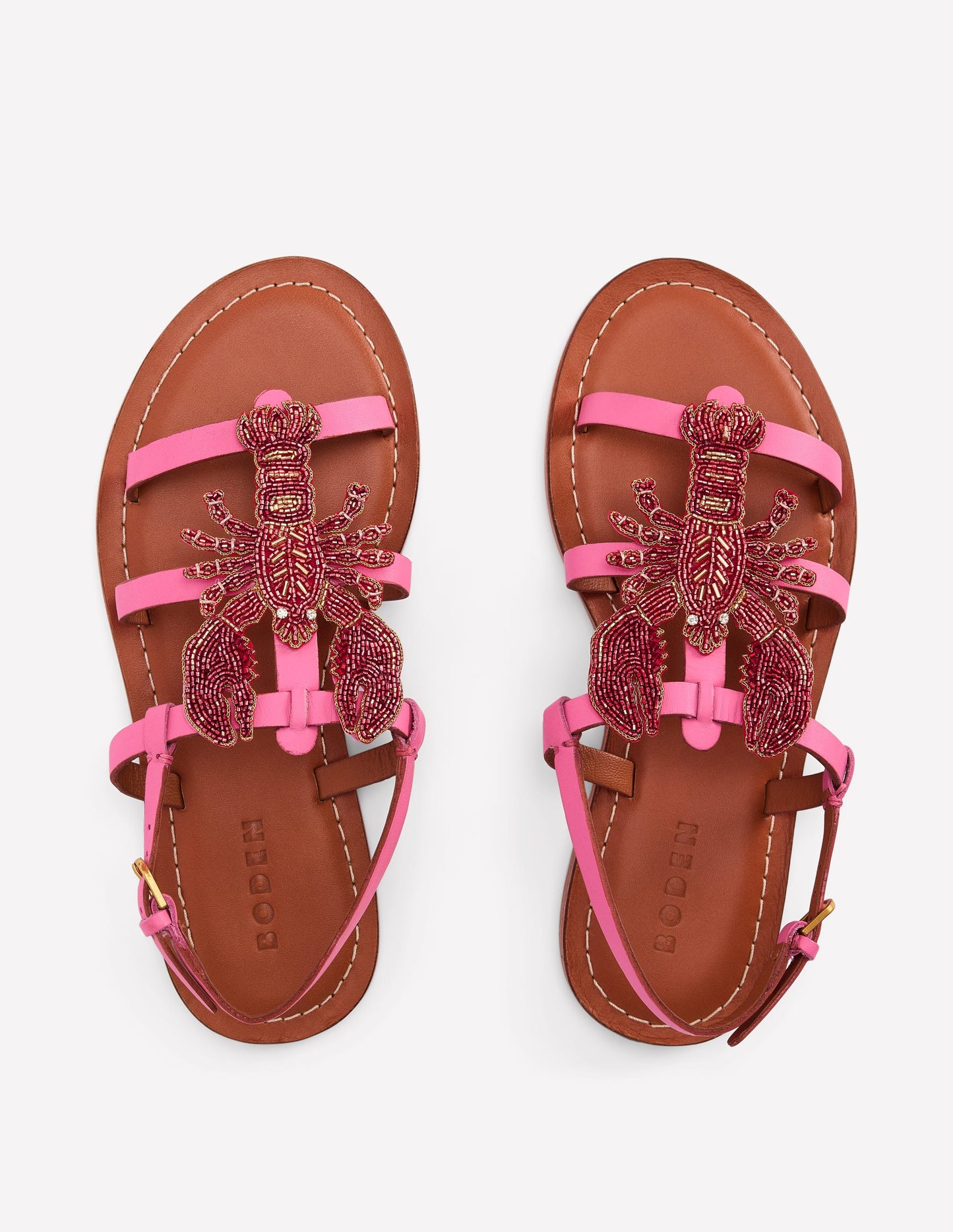 Originelle Sandalen mit Perlen und flacher Sohle-Hummer
