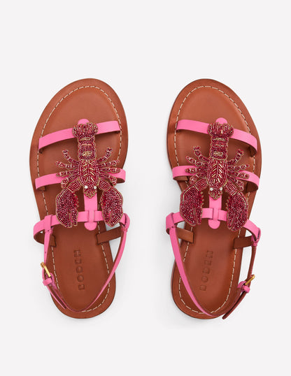 Originelle Sandalen mit Perlen und flacher Sohle-Hummer