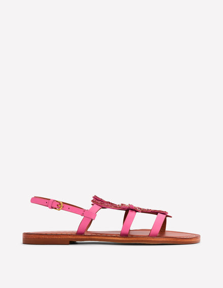 Originelle Sandalen mit Perlen und flacher Sohle-Hummer