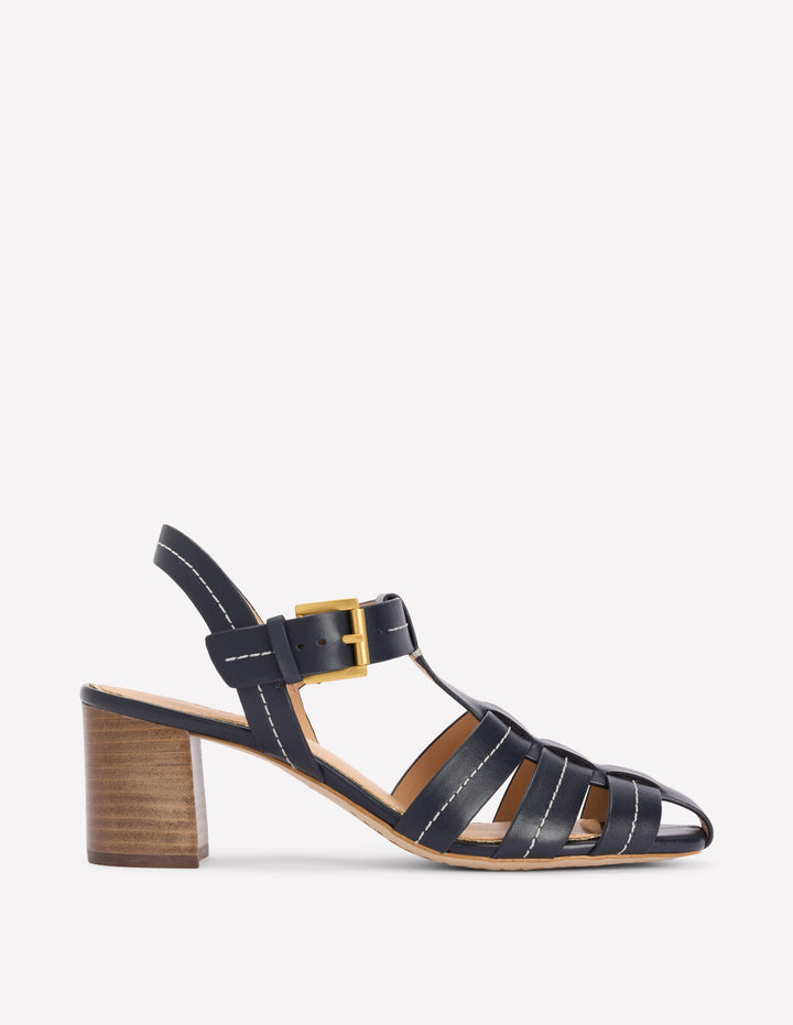 Sandales de pêcheur à petits talons carrés-Bleu marine