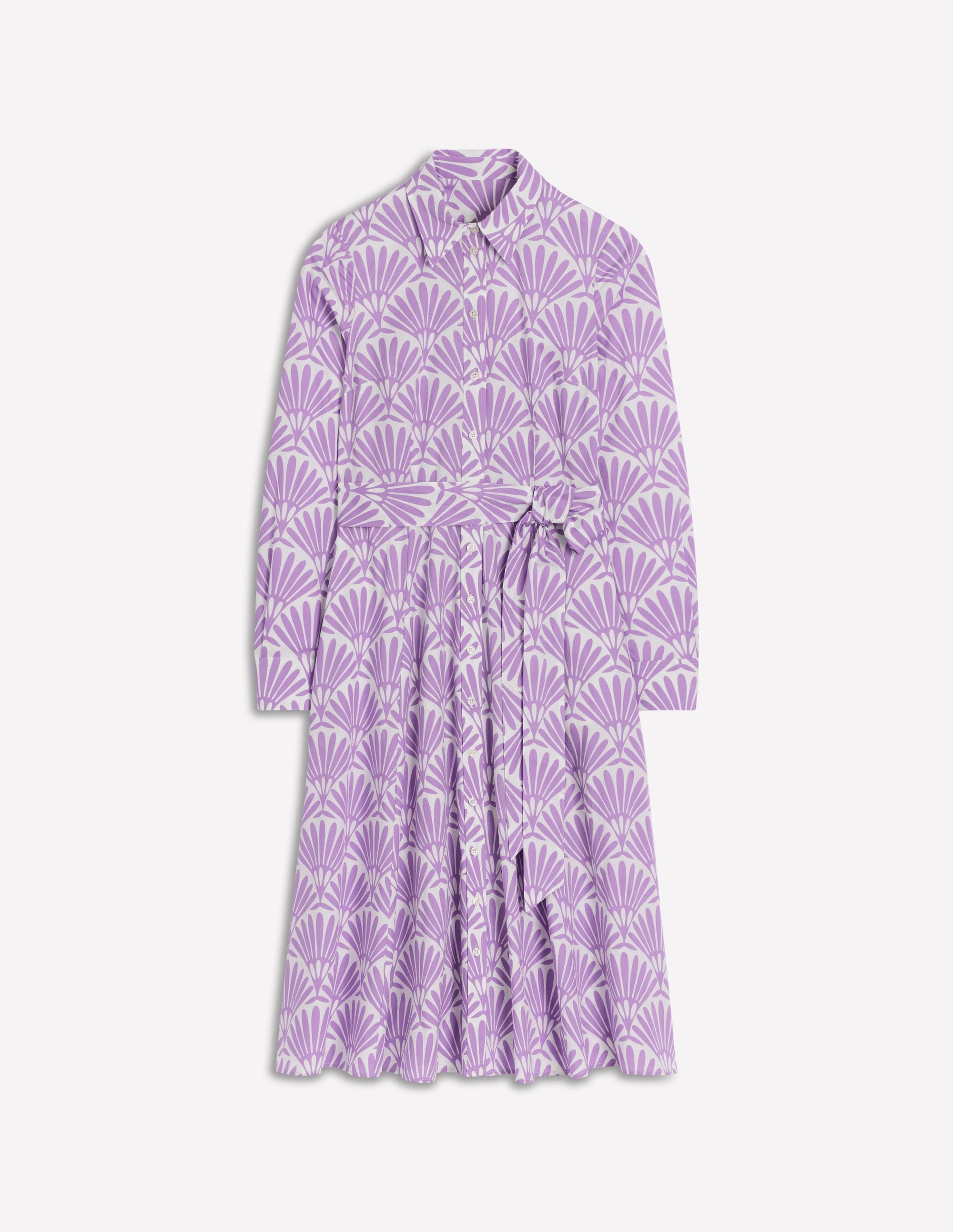 Robe-chemise midi Amy en coton-Joli violet, motif Deco Palm - Image 5