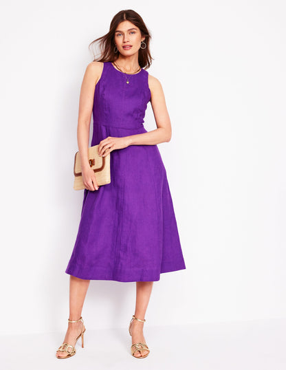 Carla Linen Midi Dress-Royal Purple