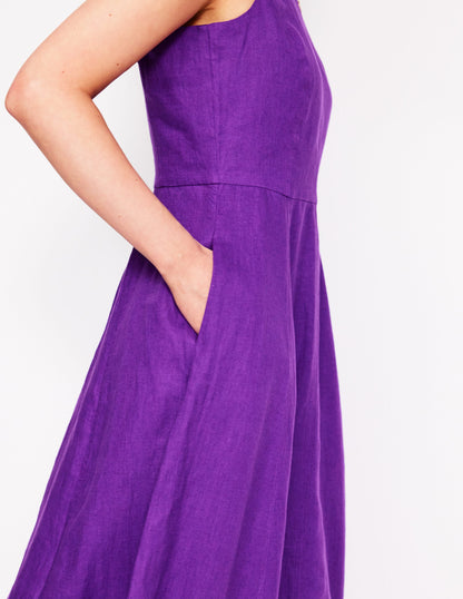 Carla Linen Midi Dress-Royal Purple