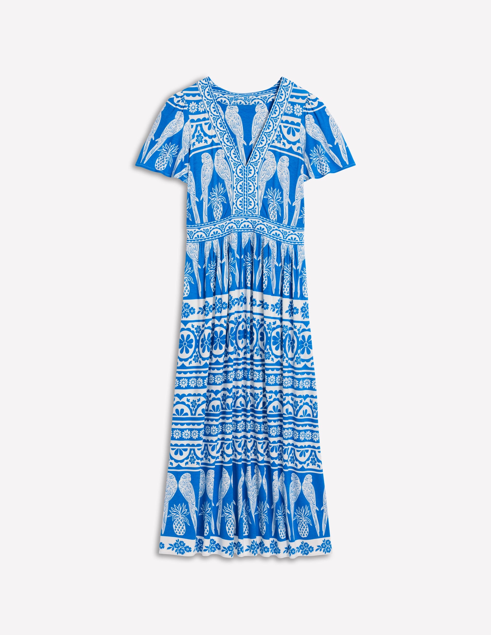 Ellie Wallendes Maxi-Teekleid-Himmelblau, Tropische Ornamente - Image 5