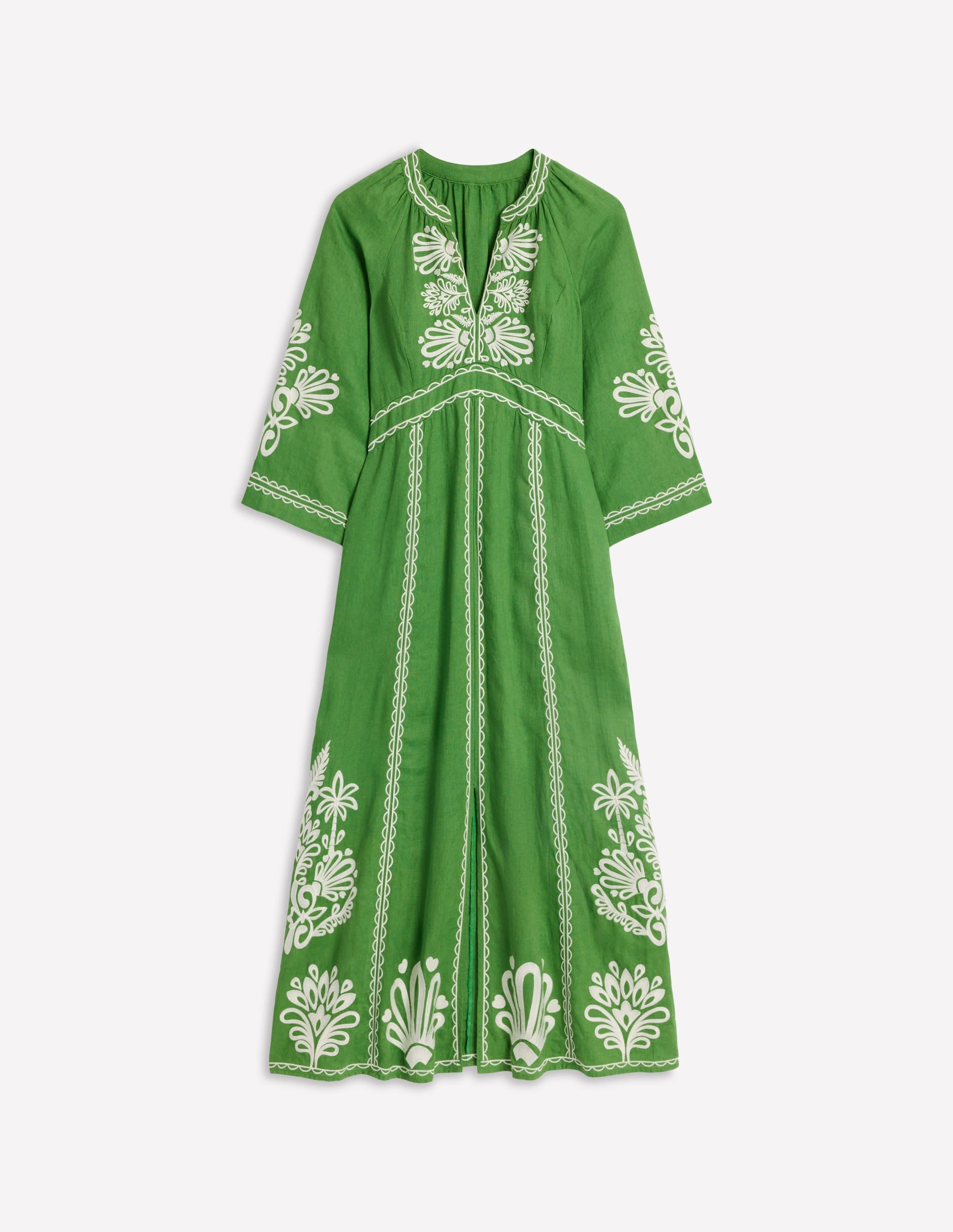 Robe midi Una en lin-Vert paradis - Image 7