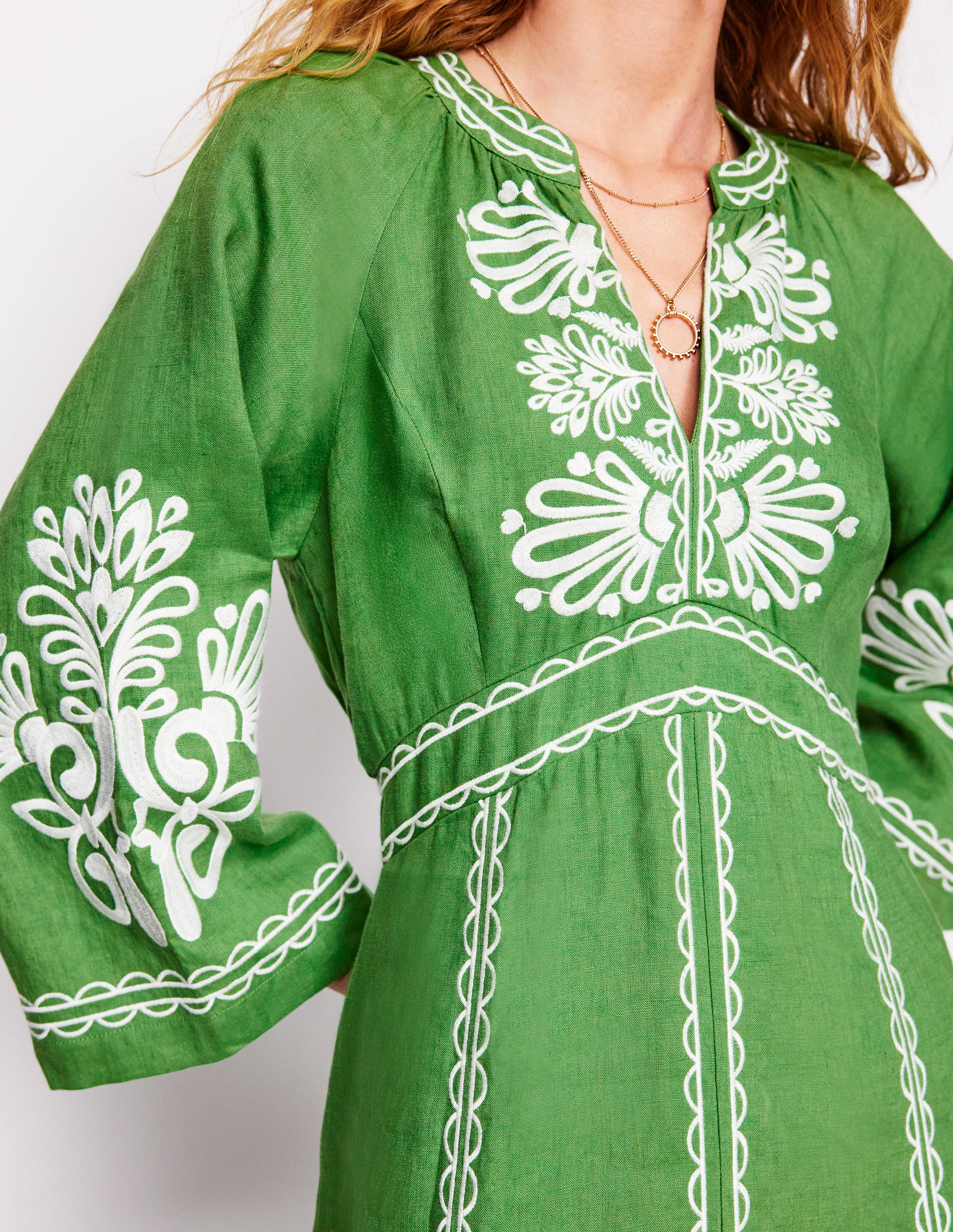 Robe midi Una en lin-Vert paradis - Image 4