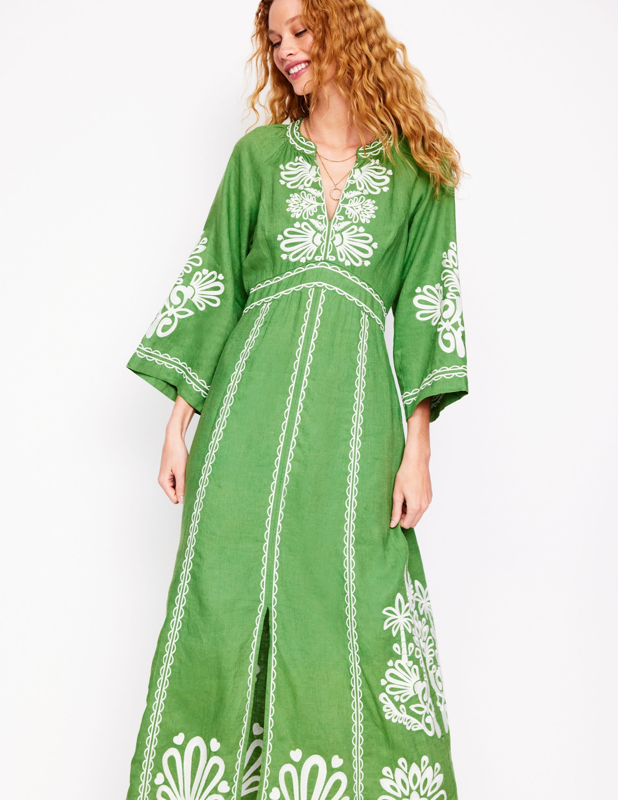 Robe midi Una en lin-Vert paradis - Image 6