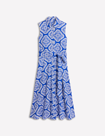 Robe-chemise Amy sans manches-Bleu galerie, motif Botanic Blush