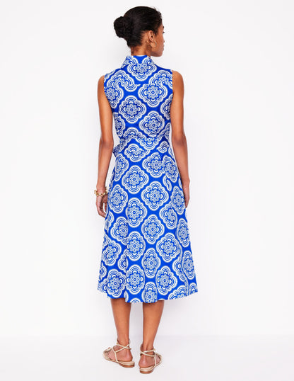 Robe-chemise Amy sans manches-Bleu galerie, motif Botanic Blush