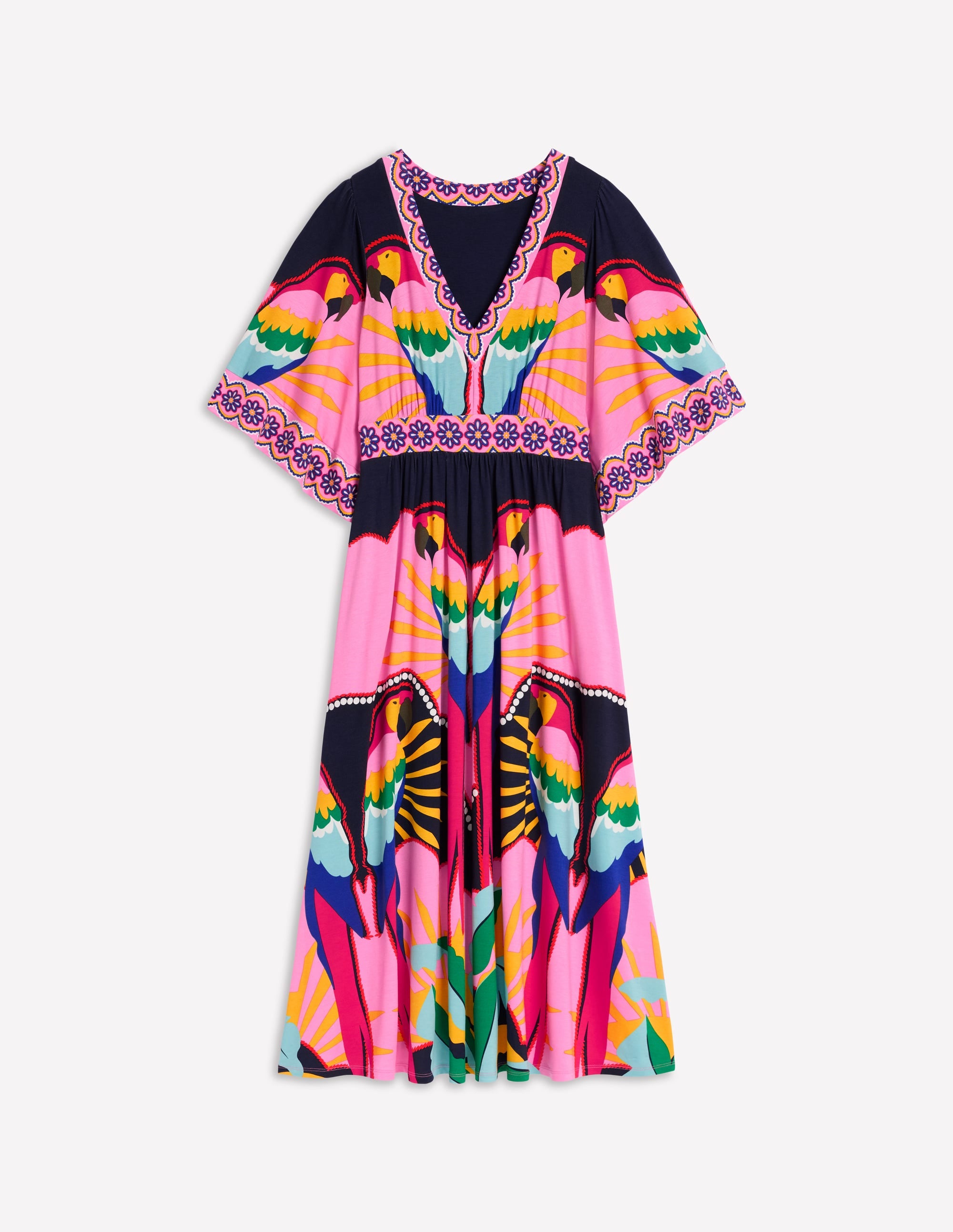 Maya Jersey-Maxikleid im Kimono-Stil-Bunt, Paradies-/Papageienmuster - Image 6