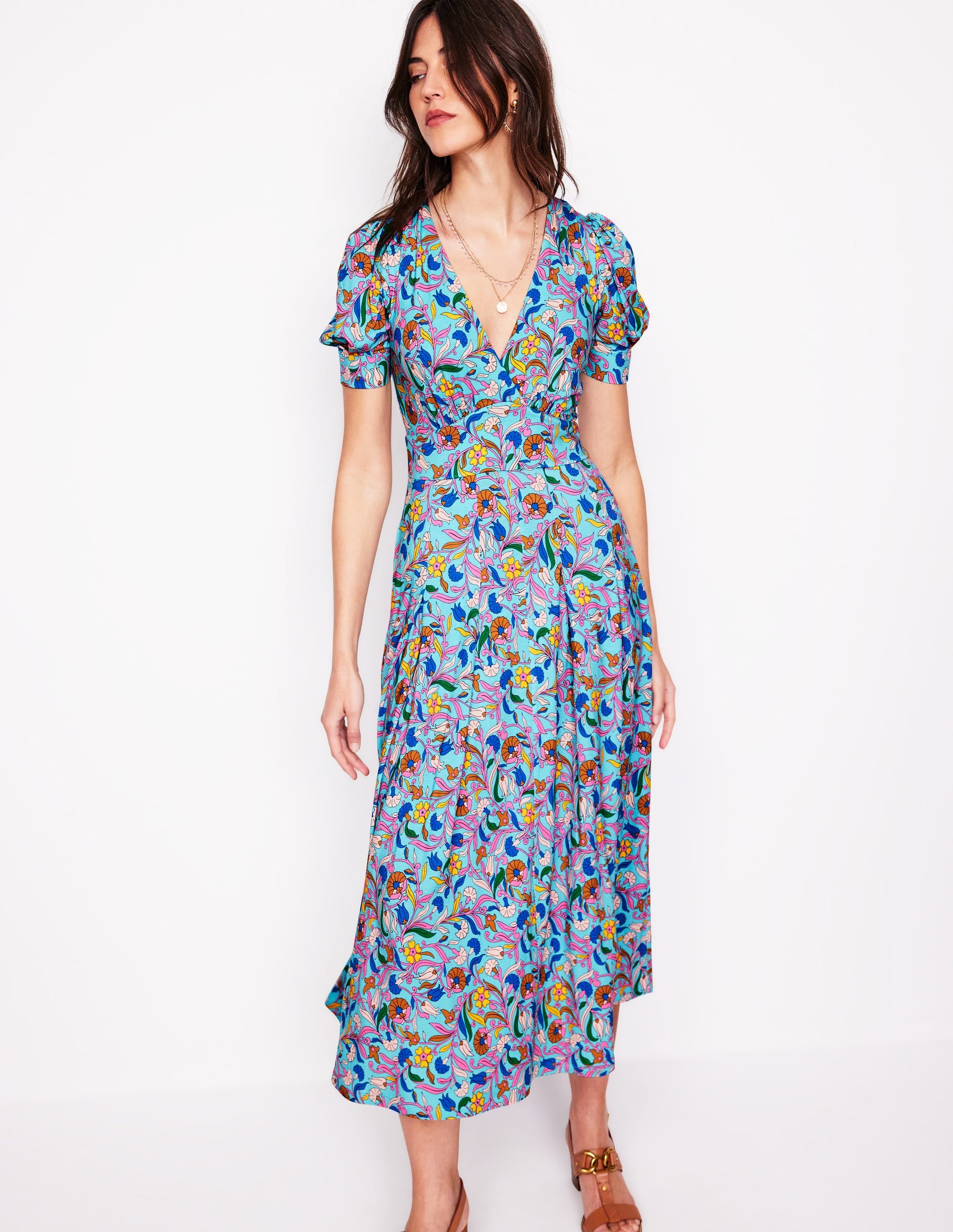 Kristen Plissiertes Jerseykleid-Blau, Bezaubernde Rebe - Image 4