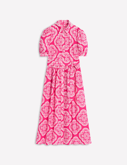 Alexa Maxi-Hemdblusenkleid-Rosa Pfingstrose, Botanic Blush-Motiv