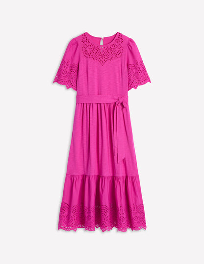 Isabel Maxikleid mit Lochstickerei-Mix-Cosmos-Rosa