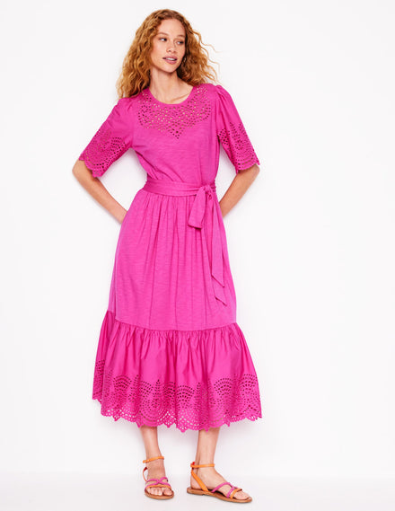 Isabel Maxikleid mit Lochstickerei-Mix-Cosmos-Rosa