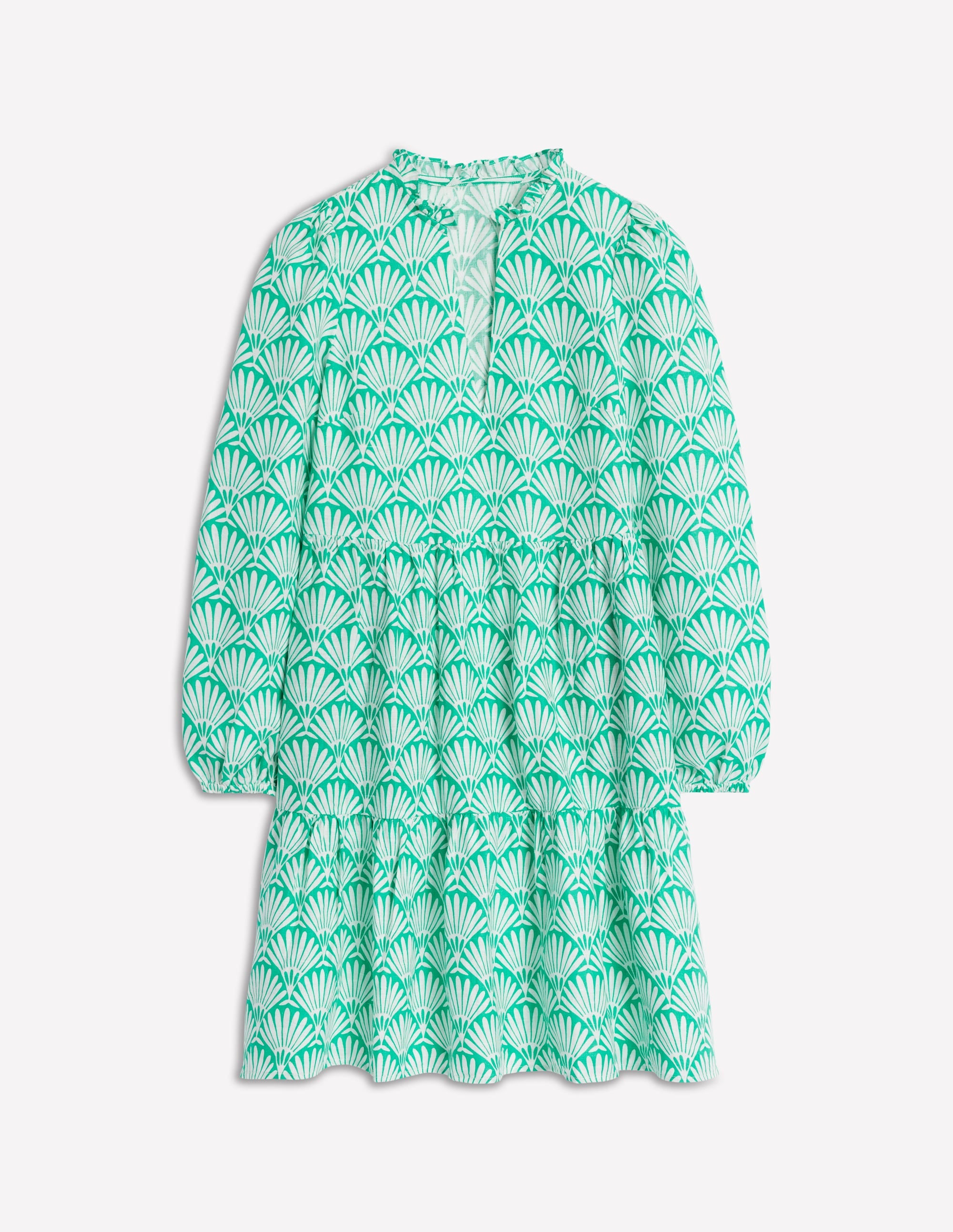 Mini-robe Esme en lin-Bleu aigue-marine, motif Deco Palm - Image 6