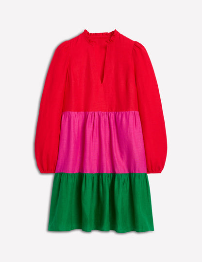 Esme Kurzes Leinenkleid-Blockfarben